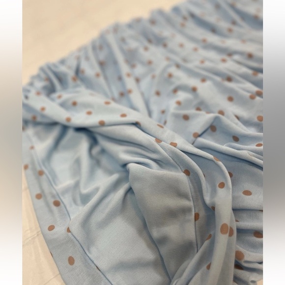 ZARA Blue Polka Dot Mini Dress Ruched V Neck Women’s Size Large NEW - Picture 7 of 14